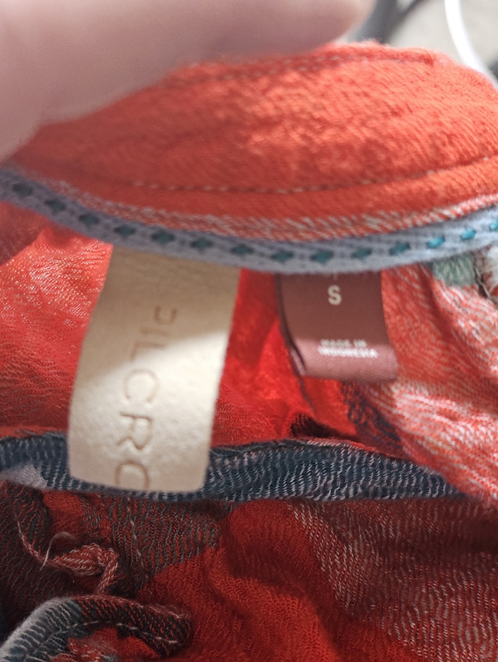 Pilcro Anthropologie Breezy Teal Blue And Red Buffalo Plaid Button Down Shirt S - Picture 7 of 8